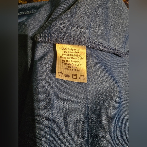 Royal Blue Stretch Fitted V Neck Sleeveless Dress - Picture 8 of 8